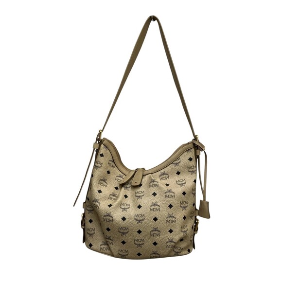 MCM Beige Visetos Coated Canvas Leather Hobo Basg - Picture 4 of 9